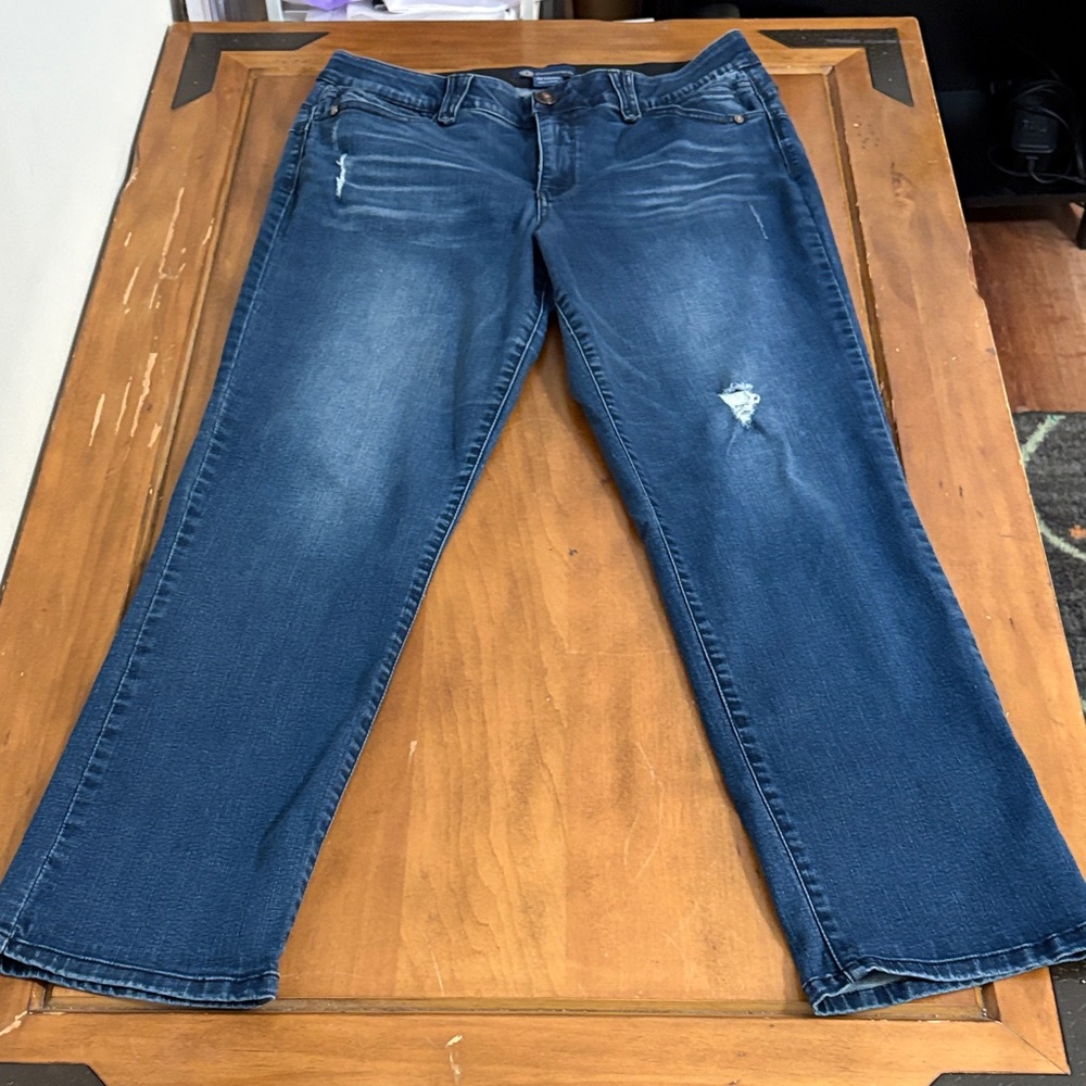 Democracy AbSolution Distressed Blue Straight Leg Jeans Size 16